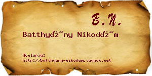 Batthyány Nikodém névjegykártya